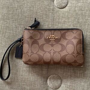Coach double zipper wristlet